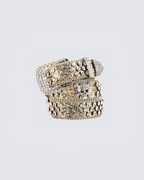 Rhinestone Skull Belt with Studded Edge – Statement Accessory