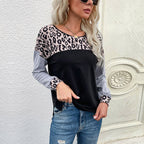 Women's Street Pullover Round Neck Patchwork Sweater