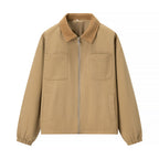 Women's Casual Zipper Short Jacket Coat Lapel Fashion Jacket