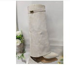Ins Pant-tube Boots Pointed Toe Chunky Heel Shoes WInter Knight Mid-calf Dress Boot For Women