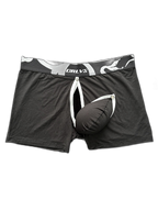 Men's Detachable Pouch Easy-Access Open Fly Modal Split-Crotch Boxers Briefs