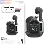 Premium Mini Transparent Wireless Earbuds - Bluetooth 5.3 ENC Noise Cancelling Headphones with Digital Display