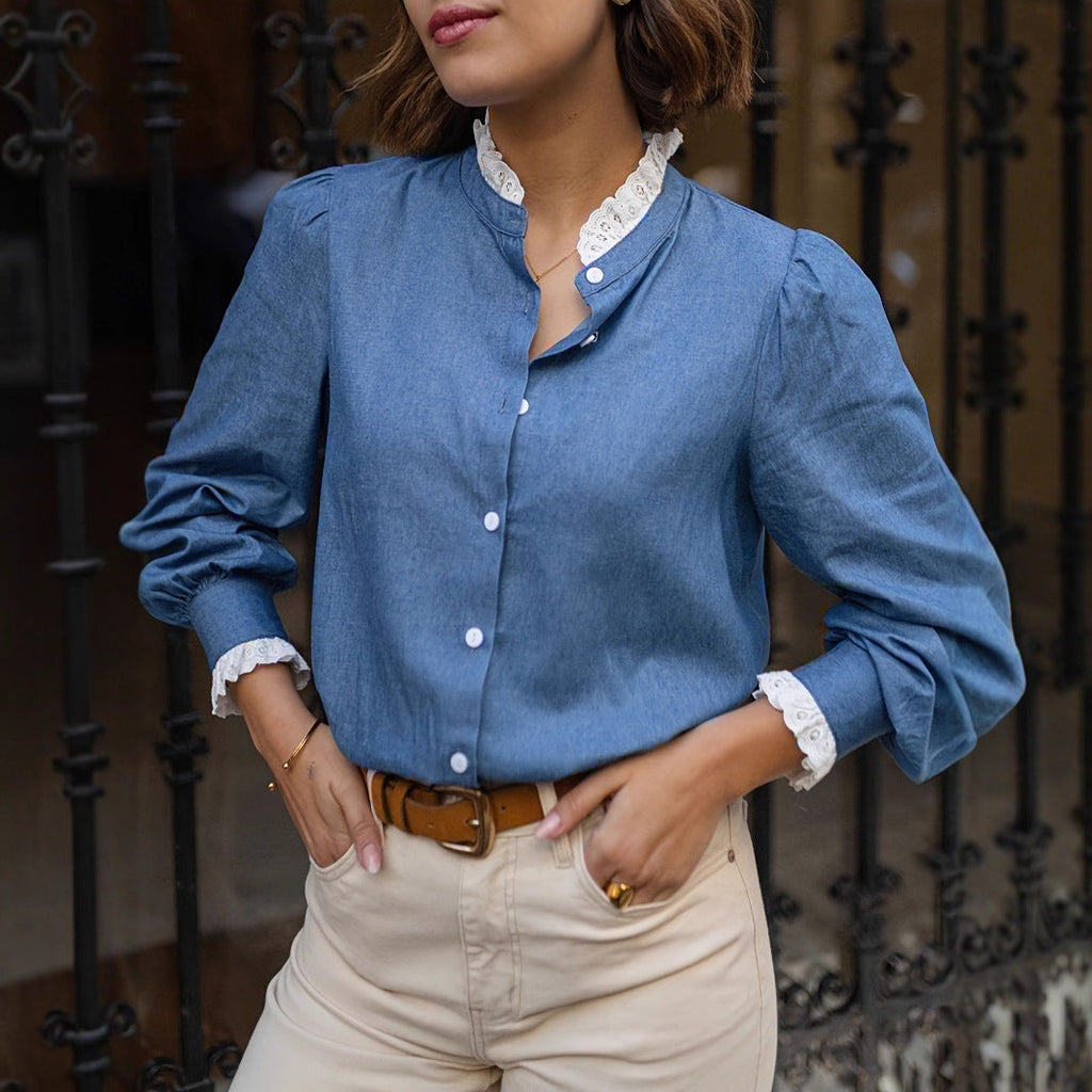 Women's Loose-Fit Casual French-Style Ruffled Blouse