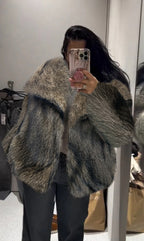Winter Plush Coat Fashion Warm Thicken Fluffy Lapel Jacket Outwear Casual Long Sleeve Tops Womens Clothing