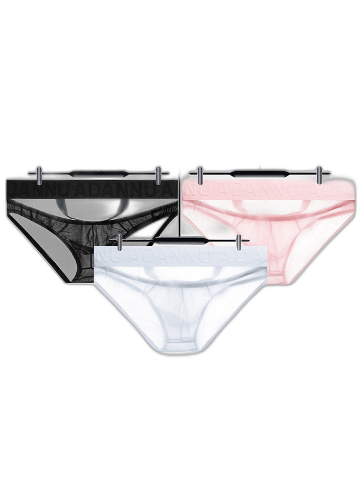 2 Pack Men's Stretch Solid Color Sexy Crotch Single-Layer Briefs