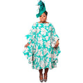 Women's Multi-color Split Skirt With Kimono Sleeves Plus-size Dress