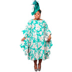 Women's Multi-color Split Skirt With Kimono Sleeves Plus-size Dress