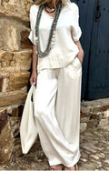 V-neck Top Pocket Pants Fashion Set