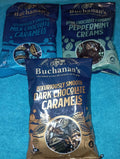 SCOTTISH CONFECTIONARY : BUCHANAN'S MILK CARAMELS, DARK CARAMELS & PEPPERMINT CREAMS(3x110g)