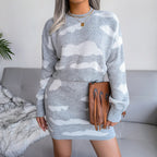 Women's Cloud Pattern Knitted Sweater And Pencil Skirt Set