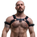 ruff GEAR Double Tone Leather Bulldog Harness Blue Black