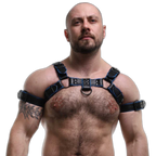 ruff GEAR Double Tone Leather Bulldog Harness Blue Black