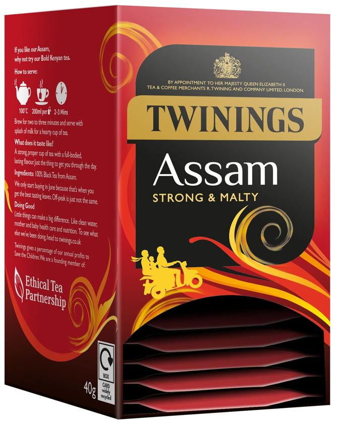 Twinings Assam Strong Black Tea Individually Wrapped Enveloped Bags Sachets Cup
