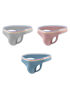 3 Pack Men's Ice Silk Middle-Rise Summer Thongs