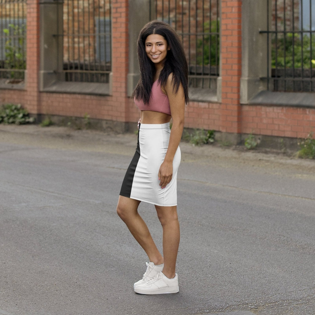 Half Black Half White - Womens Pencil Skirt