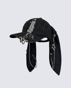 Wasteland Bunny Ear Distressed Denim Baseball Cap