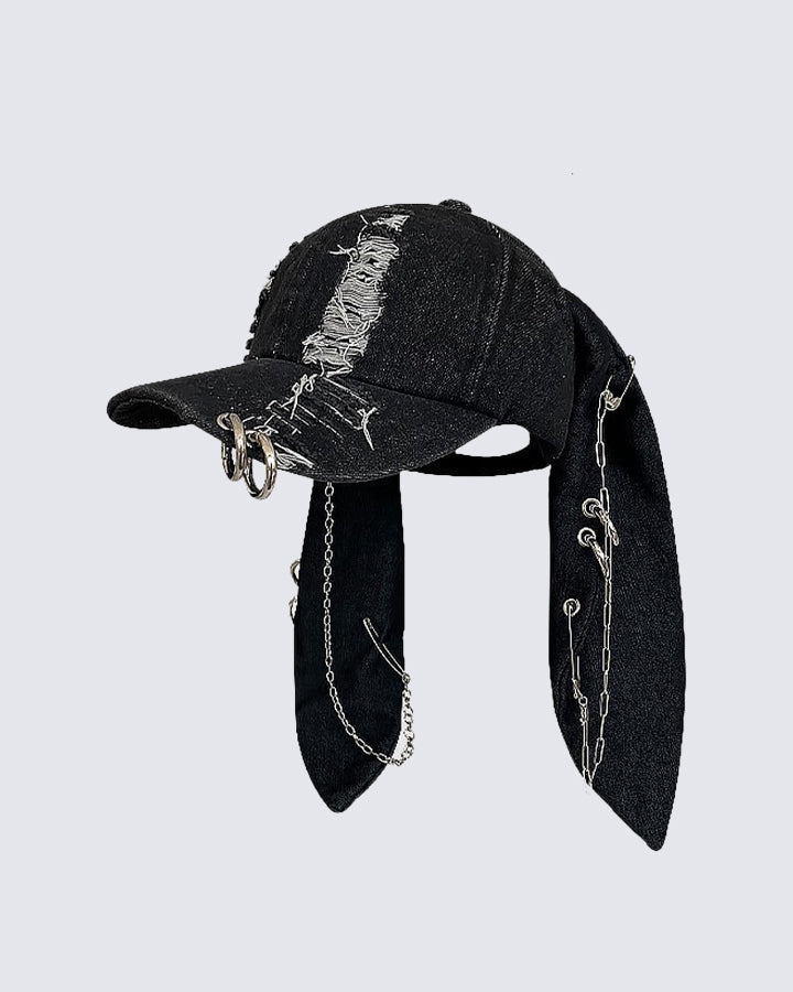 Wasteland Bunny Ear Distressed Denim Baseball Cap
