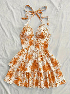 New SpringSummer European And American-style Camisole Top And Audrey Hepburn-inspired Designer Floral Dress