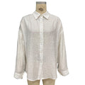 Elegant Solid-Color Crepe Loose-Fit Shirt Cardigan Women's Top