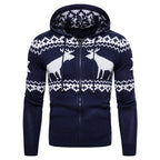 Men's Zipper Hooded Fawn Christmas Sweater
