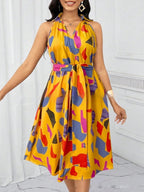 Women's Casual European And American-Style Printed Crew-Neck Dress
