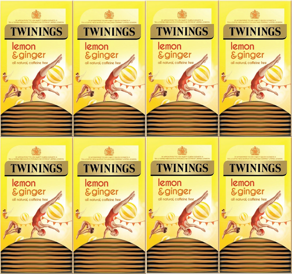 Twinings Lemon & Ginger Tea Bags Individually Enveloped Tagged Healthy Sachets