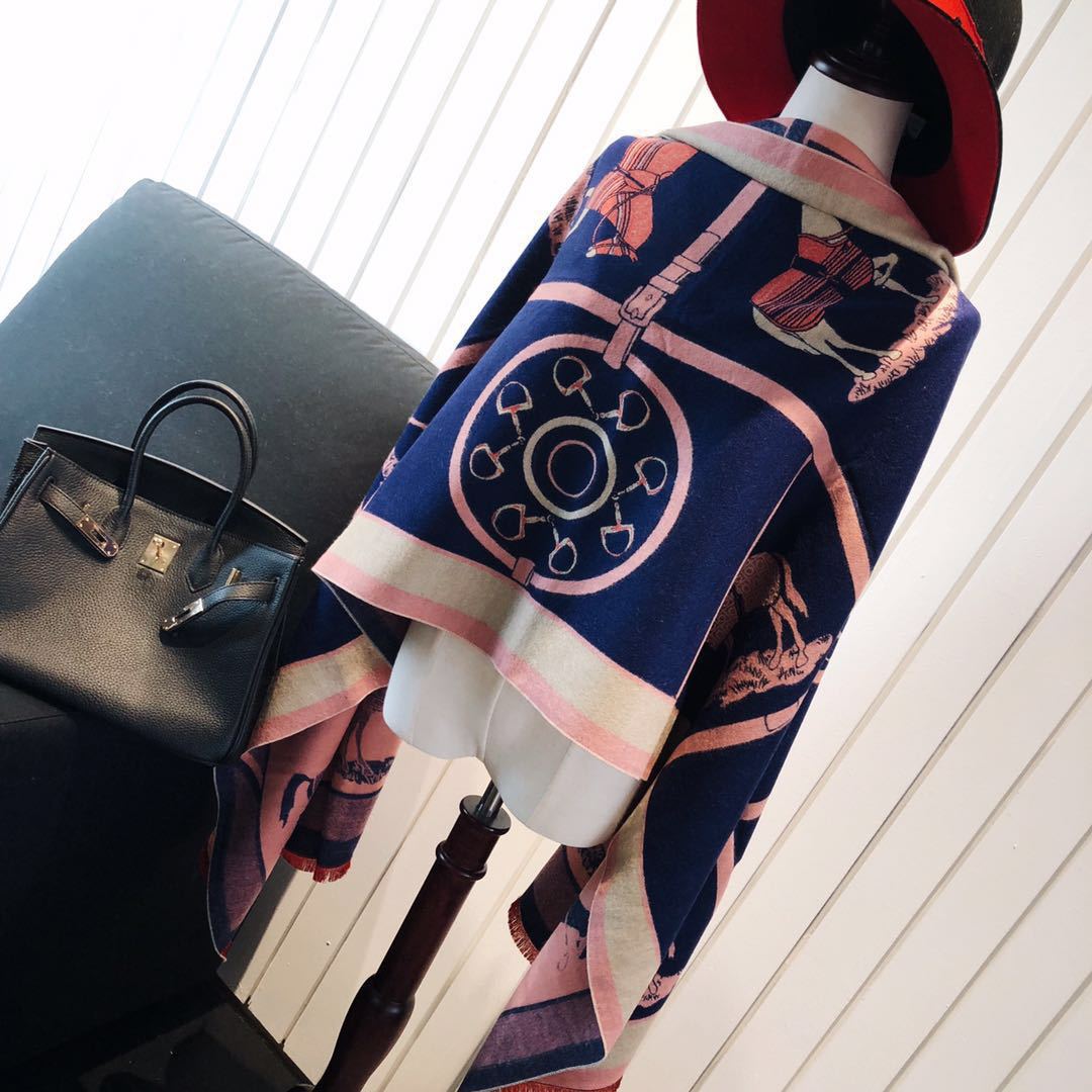 Cashmere-like Fleece Scarf Little Plaid Double-sided Color-block Versatile Shawl