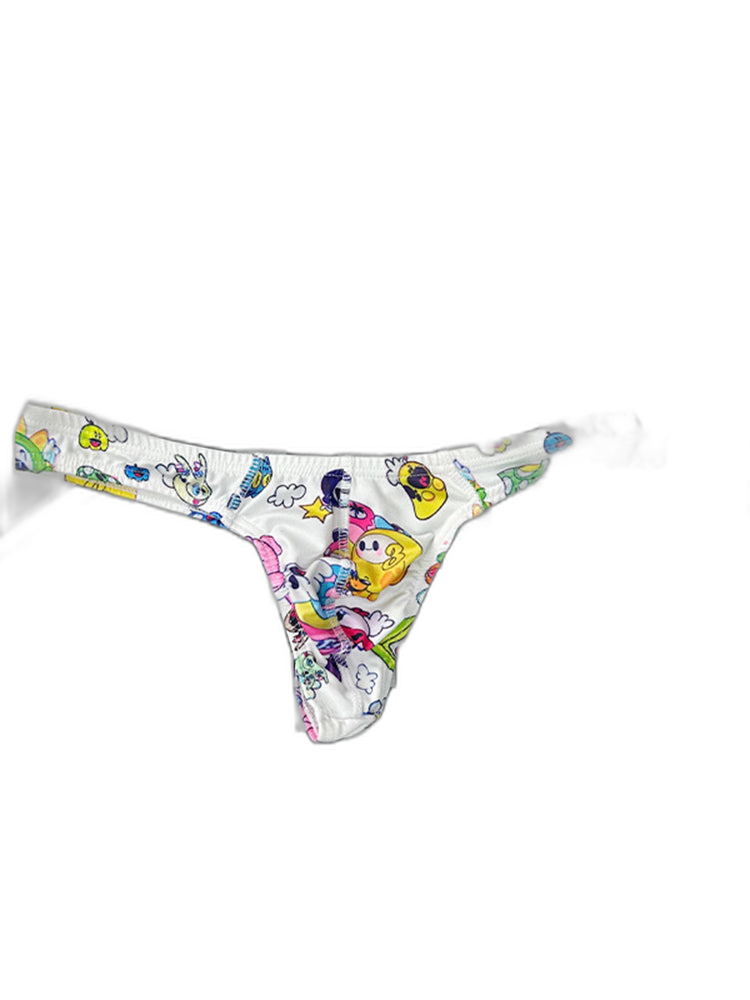 2 Pack Men's Low-Rise Sexy Print Thong