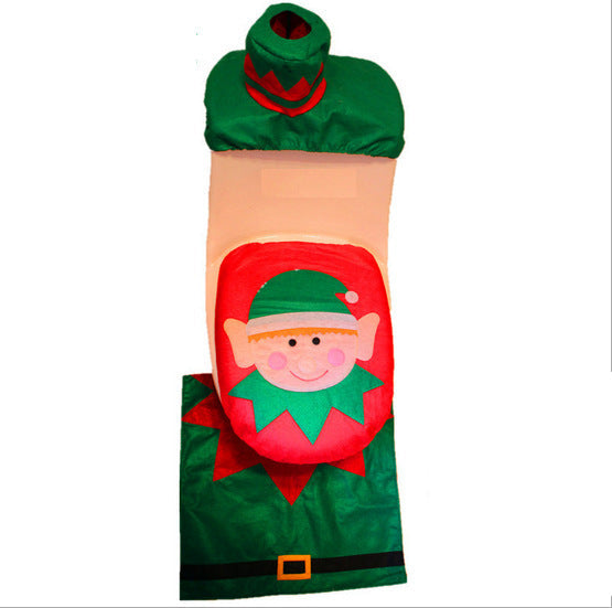 Christmas Bathroom Toilet Set - 3-Piece Festive Decor with Santa, Snowman, Elf & Reindeer Designs