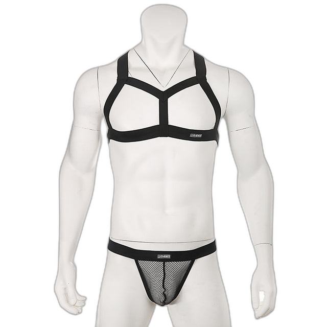 Chest Harness + Mesh Jockstrap Erotic Clubwear
