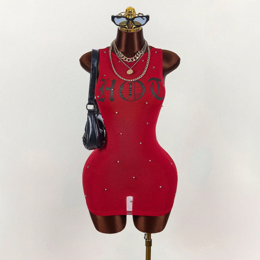 Fashionable Printed Trendy Slim-fit Sexy Waist-cinching Short Skirt Dress