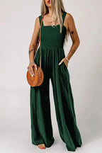 Smocked Square Neck Wide Leg Jumpsuit Women UK