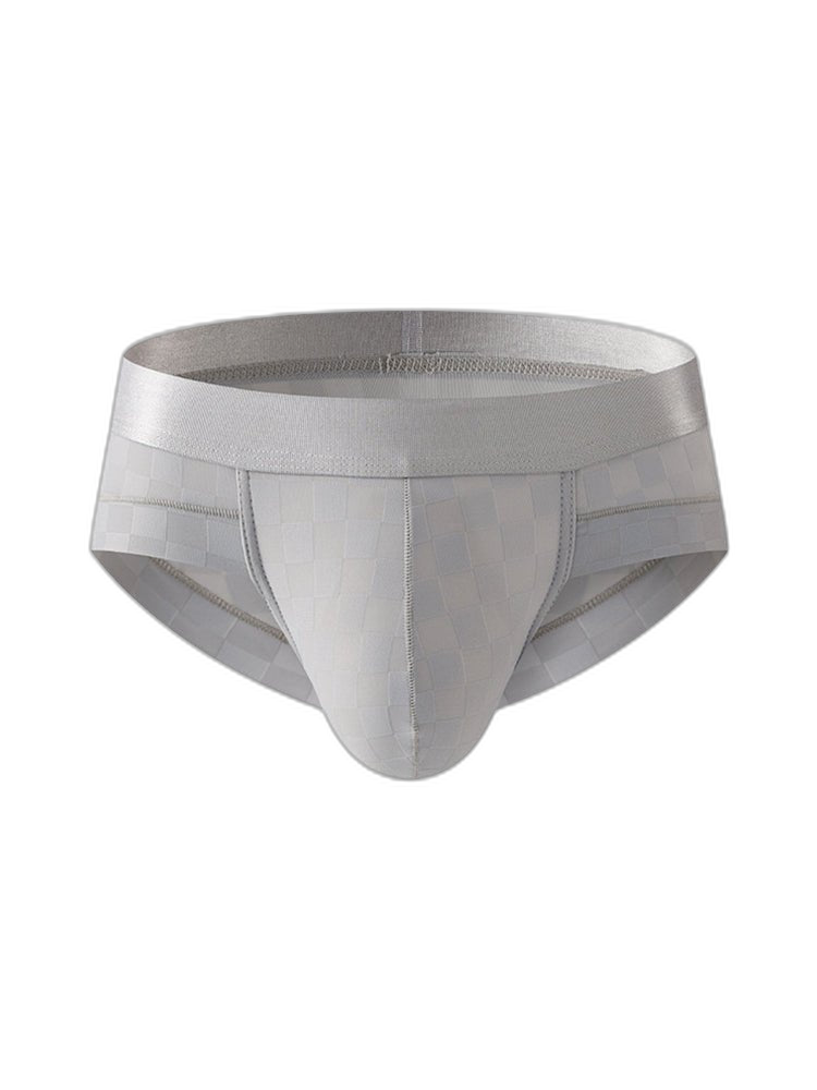 3 Pack Men's Cooling Silktech Briefs - U-Pouch Design & Checkered Antibacterial Lining