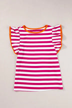 Rose Red Striped Blouse Women UK | Casual Summer