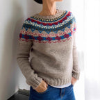 Women's Round-neck Color-block Loose Sweater