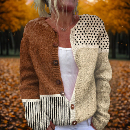 Women's Retro 3D Digital Print Cardigan Sweater Coat