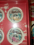 1 PACK VOLKSWAGON CAMPERVAN Set of 4 GLASS MAGNETS