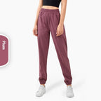 Zipper Pocket High Waist Running Pants Women's Peach Hip Fitness Trousers