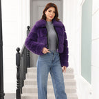 Faux Fox-fur Patchwork Thickened Warm Fur Coat