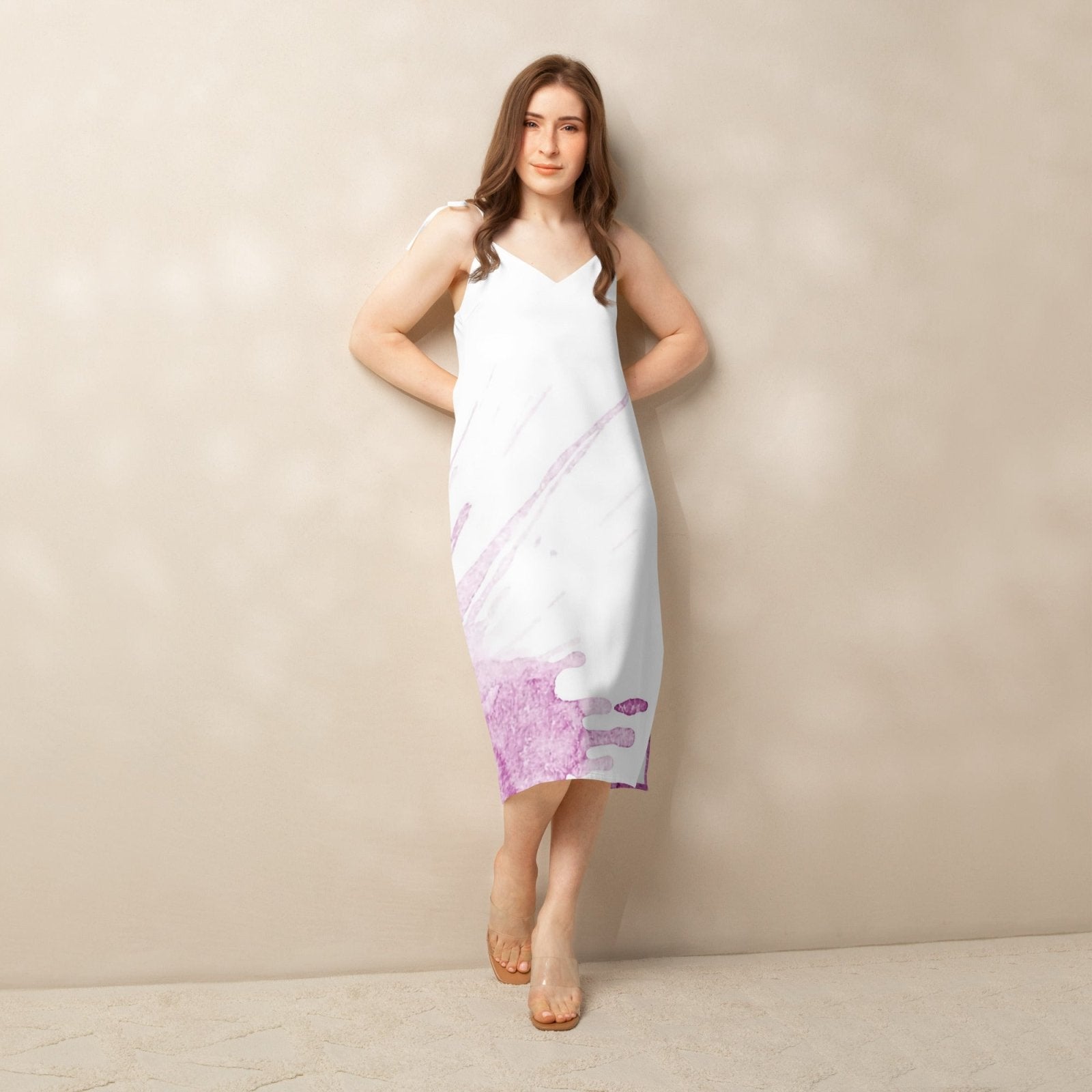 Watercolour Pink Splash - Womens Chiffon Slip Dress