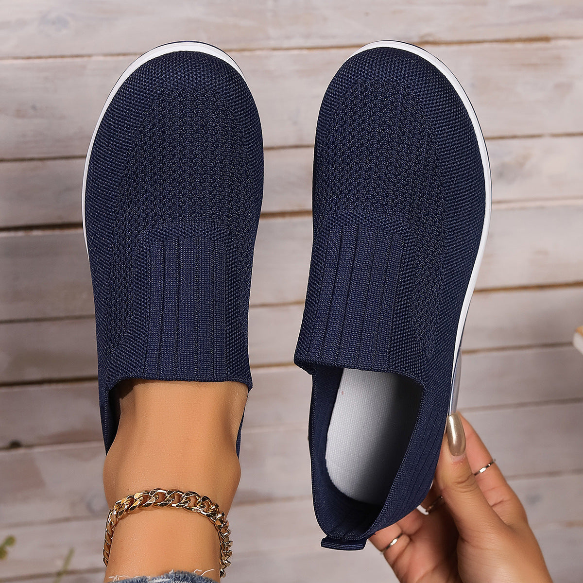 Women’s Thick-Sole Air Cushion Sneakers – Fly-Woven Breathable Soft-Soled Casual Sports Shoes