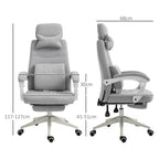 Vinsetto Office Chair, Ergonomic Desk Chair, High Back Fabric Work Chair with 160\'c2\'b0 Reclining Backrest, Retractable Footrest, Neck and Lumbar Pillow for Home and Study, Grey