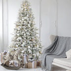 Artificial Christmas Tree 6.5ft Snow Flocked Branches Realistic Unlit Pine KI Store