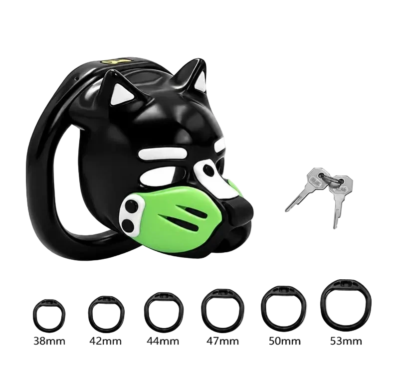 Pup Hood Chastity Cage Green