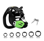 Pup Hood Chastity Cage Green