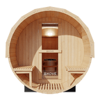 KOVE Outdoor Barrel Sauna – 5–6 Person Garden Sauna with 6kW Harvia Electric Heater