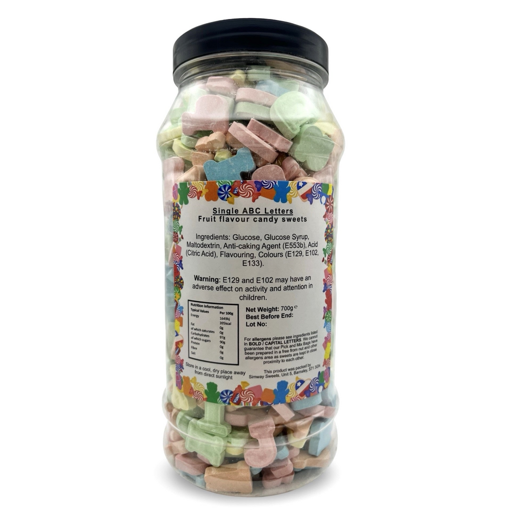 ABC Letters Chalky Alphabet Sweets Gift Jar - 700g