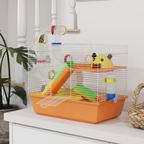 PawHut Hamster Cage, 3 Tiers Gerbil Cage for Dwarf Hamsters with Tubes, Ladder