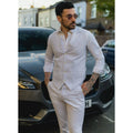 TP-11 - Men's Summer Suit Waistcoat Trousers Linen Formal Light Grey Wedding