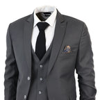 IM1 Men's Classic Plain Charcoal 3 Piece Suit